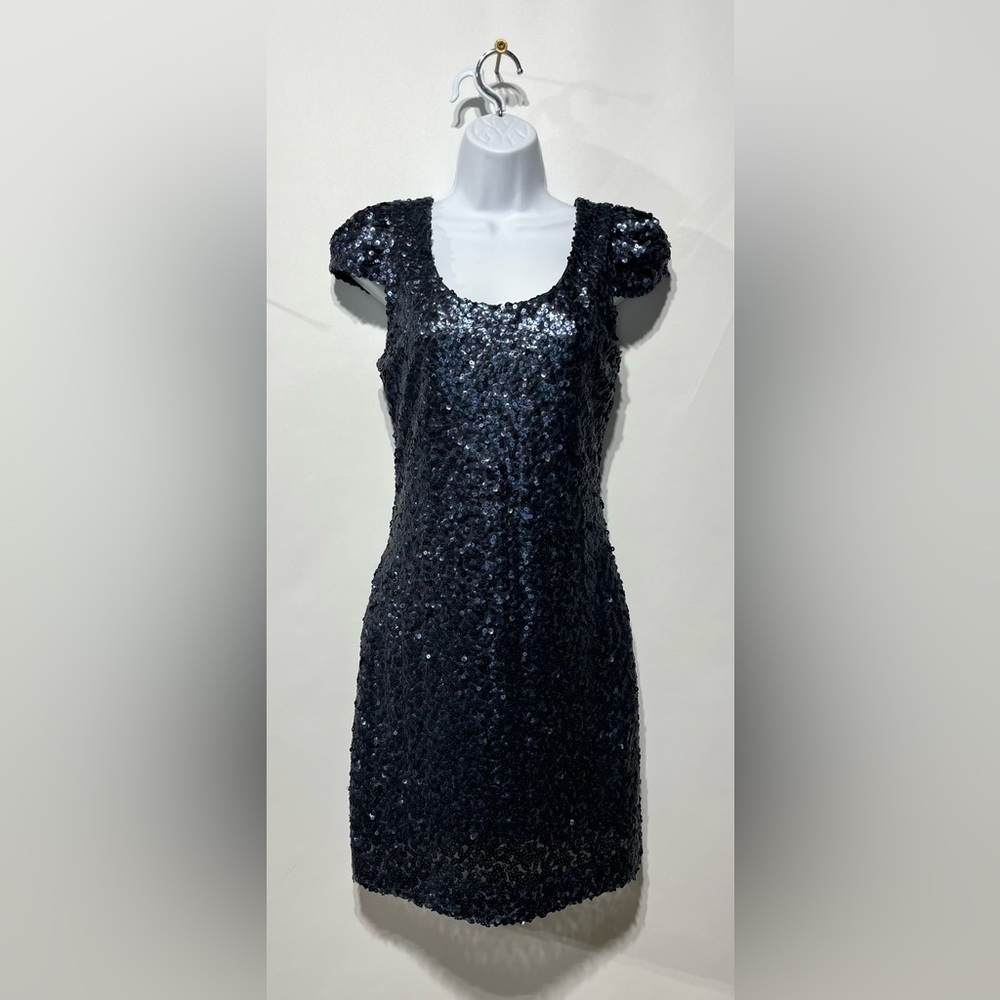 SUELY CENCINI Midnight Sequin Mini Dress‎ Size Medium